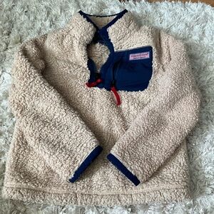 Vineyard Vines Cream and Navy Sherpa Hoodie